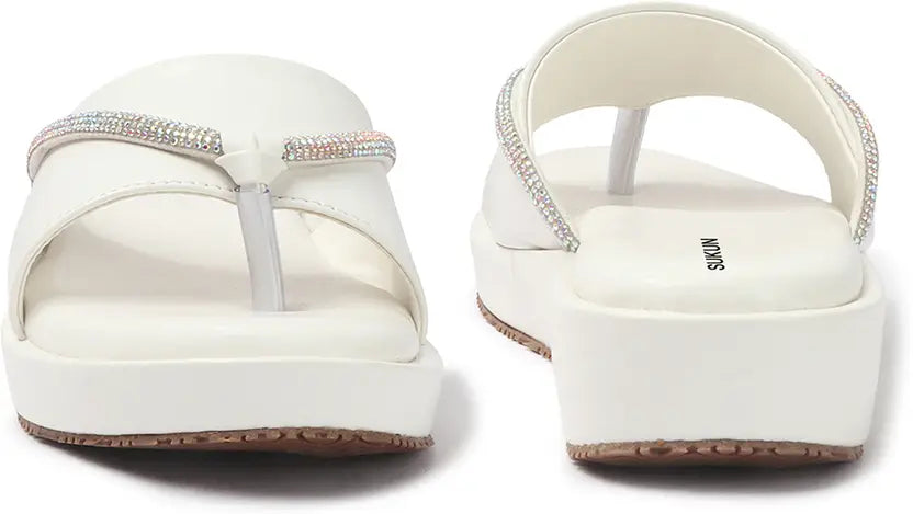 Embellished White Flatform
