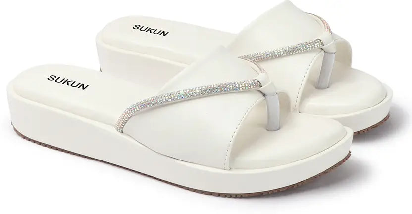 Embellished White Flatform