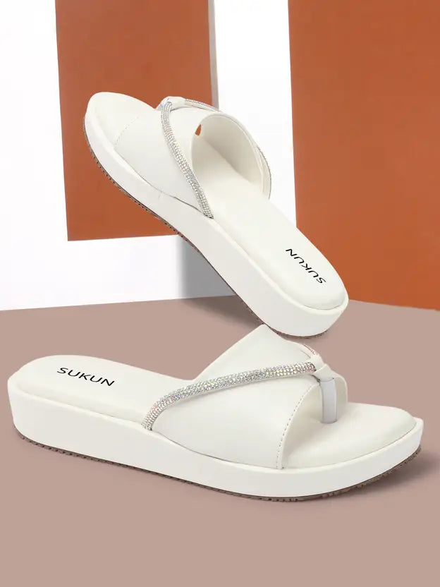 Embellished White Flatform