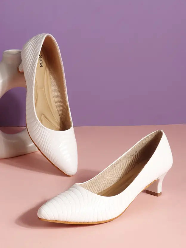 Pointed Toe White Heels
