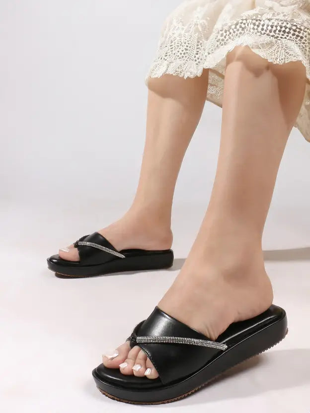 Embellished Black Flatform