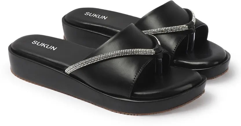 Embellished Black Flatform