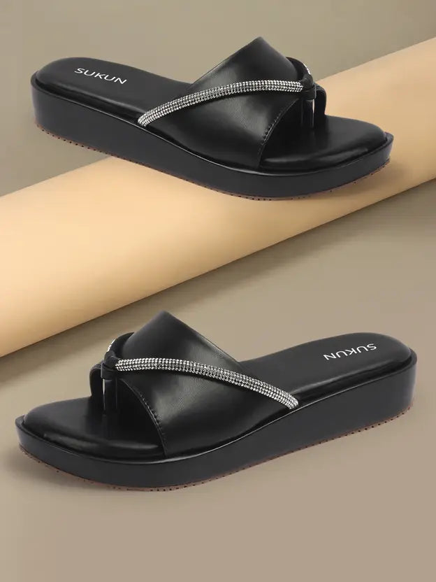 Embellished Black Flatform
