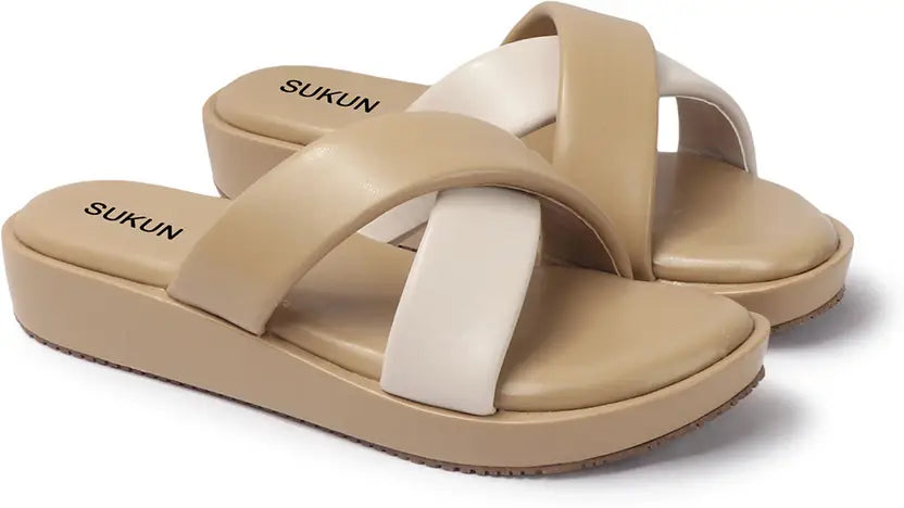 Criss Cross Beige Flatform