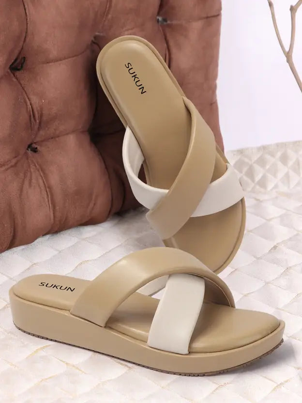 Criss Cross Beige Flatform