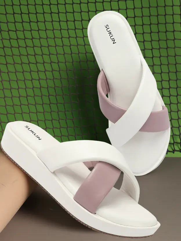 Criss Cross White Flatform