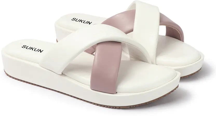 Criss Cross White Flatform