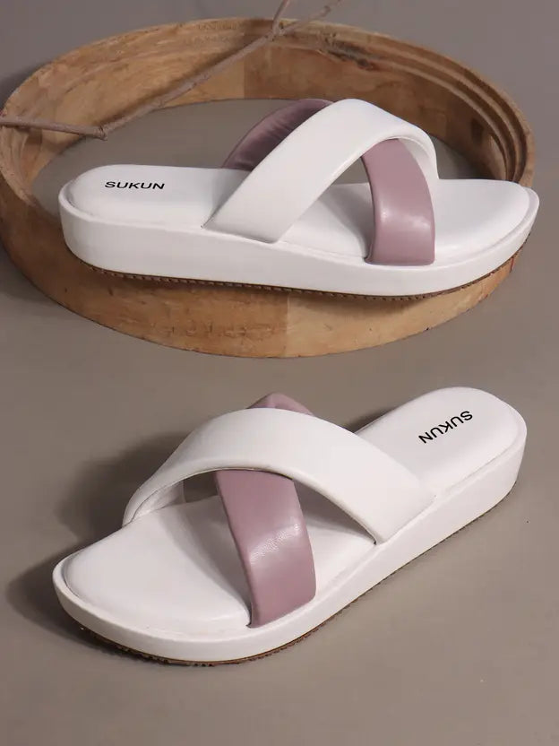Criss Cross White Flatform