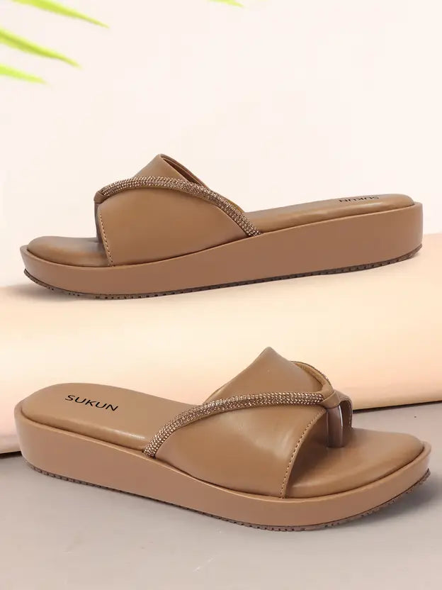 Embellished Beige Flatform