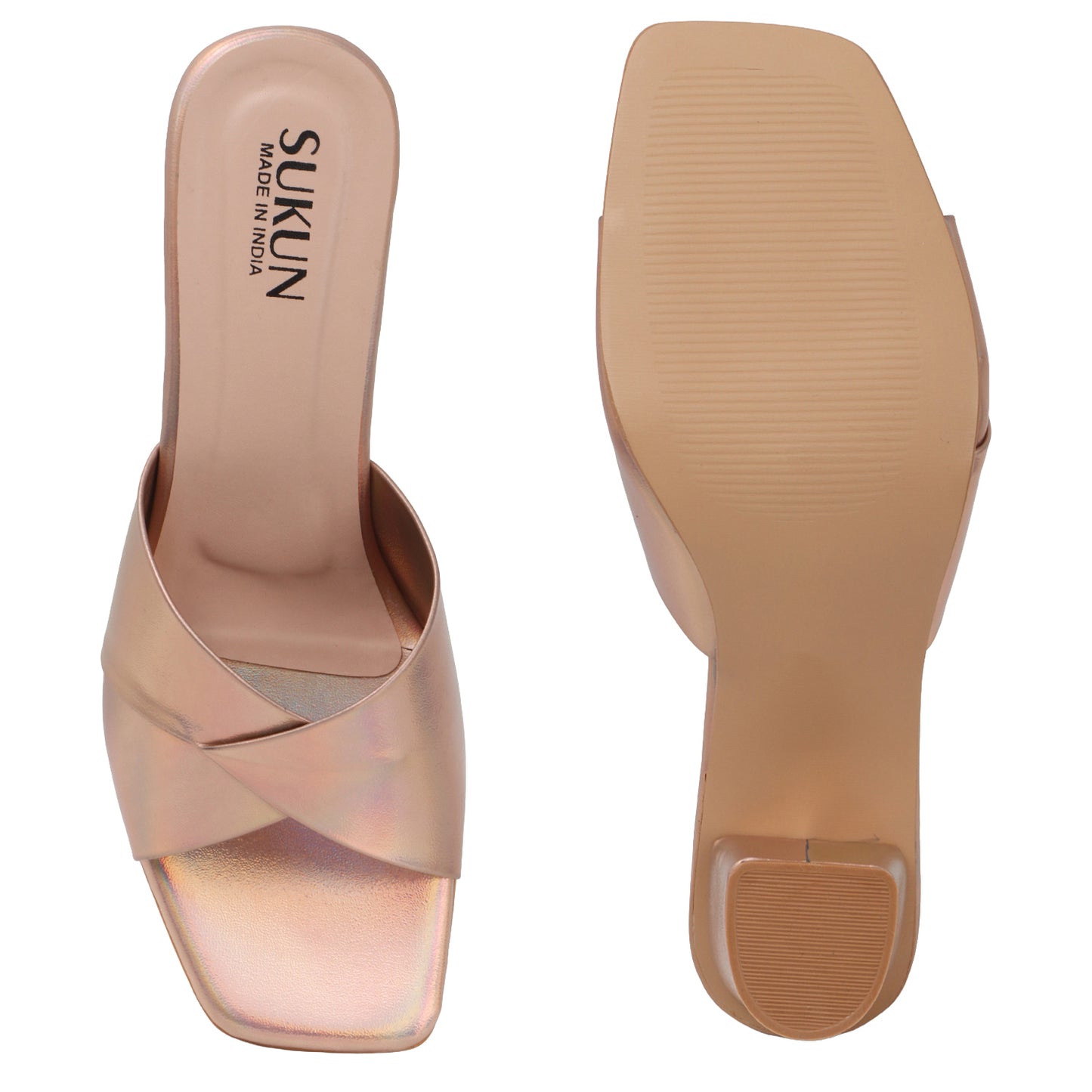 Fold Golden Block Heels