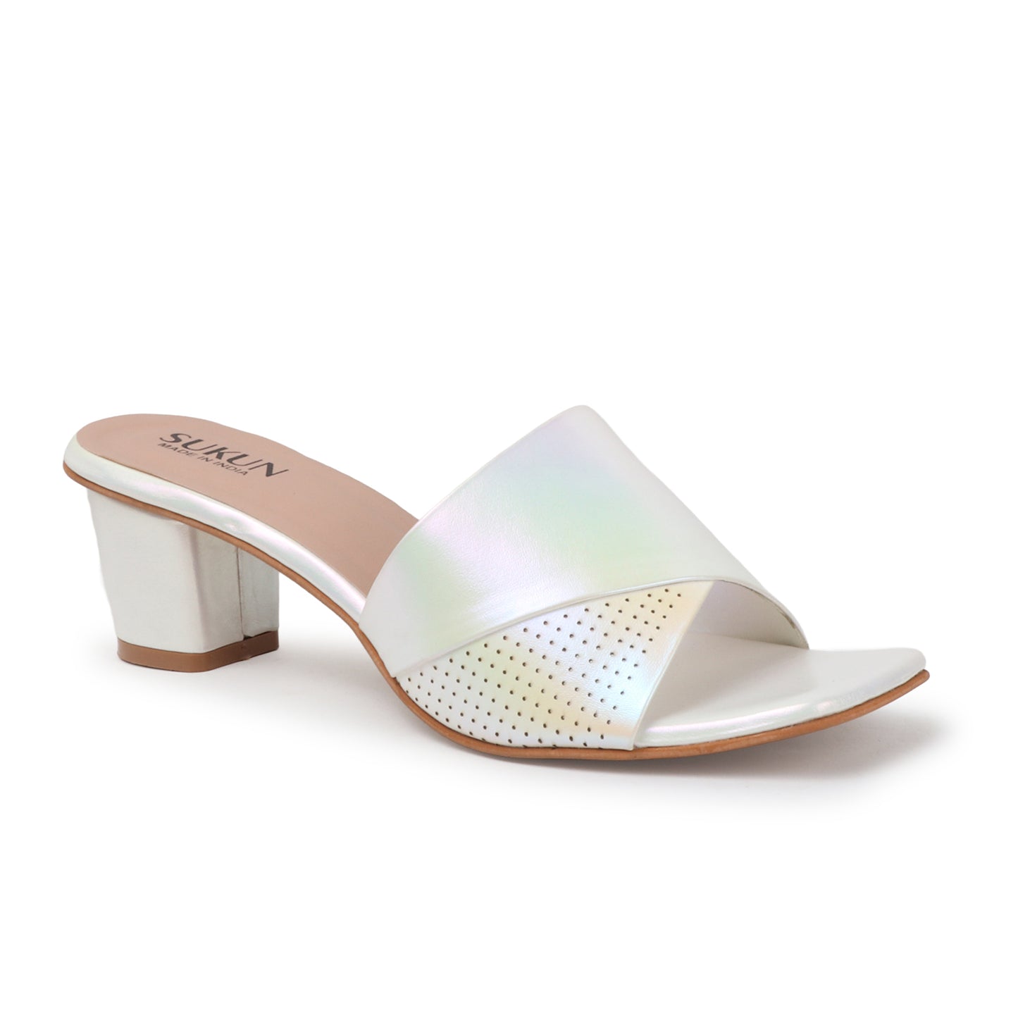 Dane White Block Heels