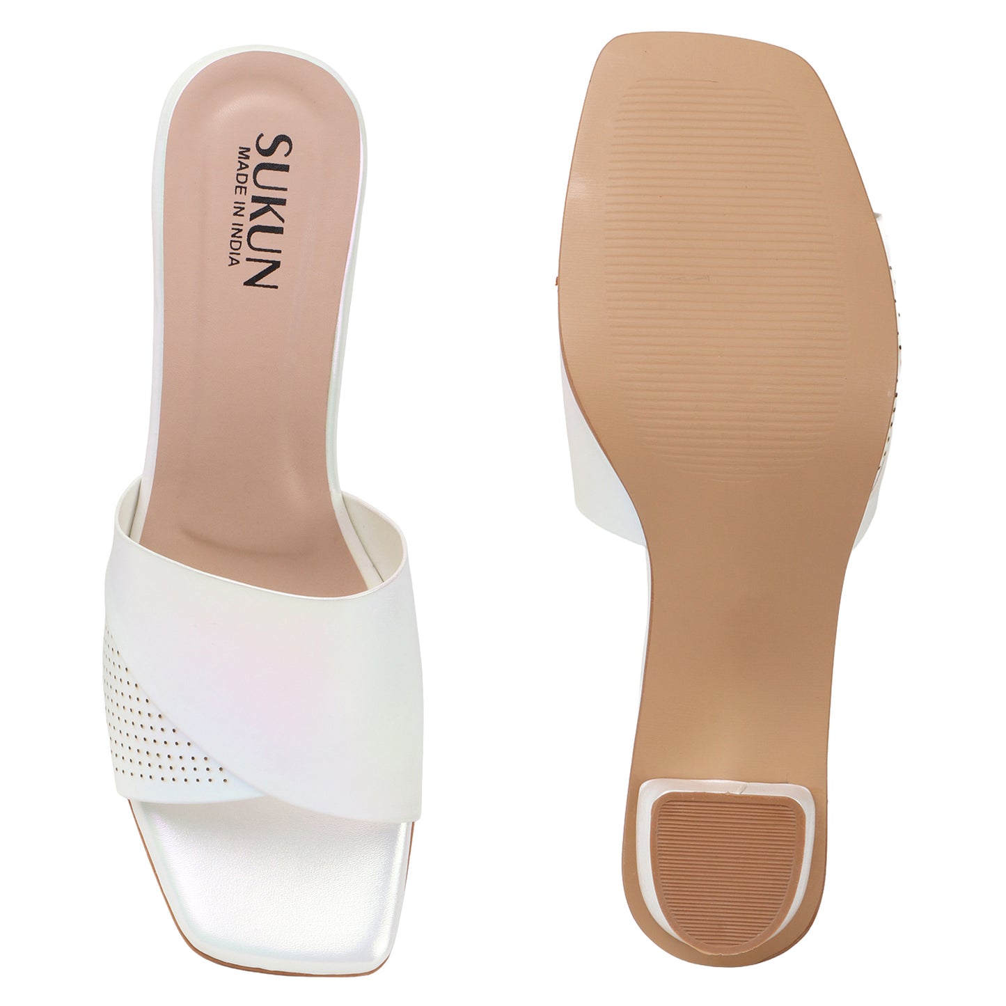 Dane White Block Heels