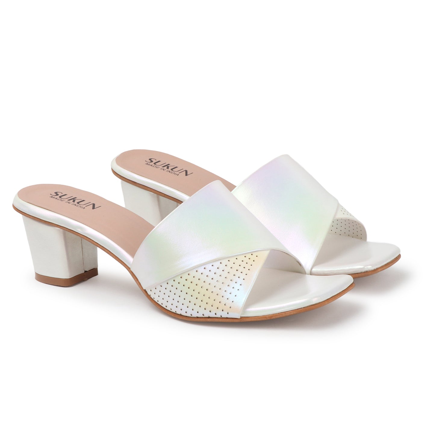 Dane White Block Heels