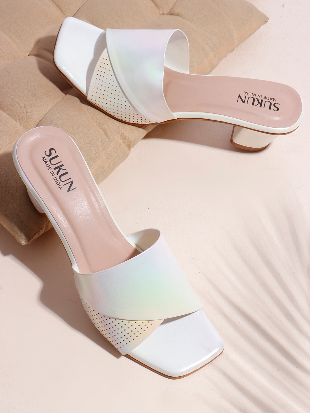 Dane White Block Heels