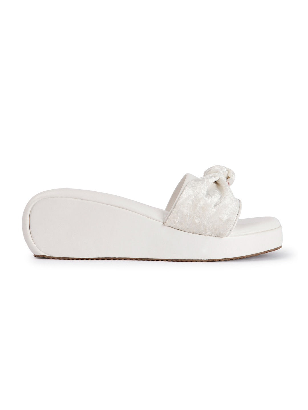 Bow Wedge Heels White