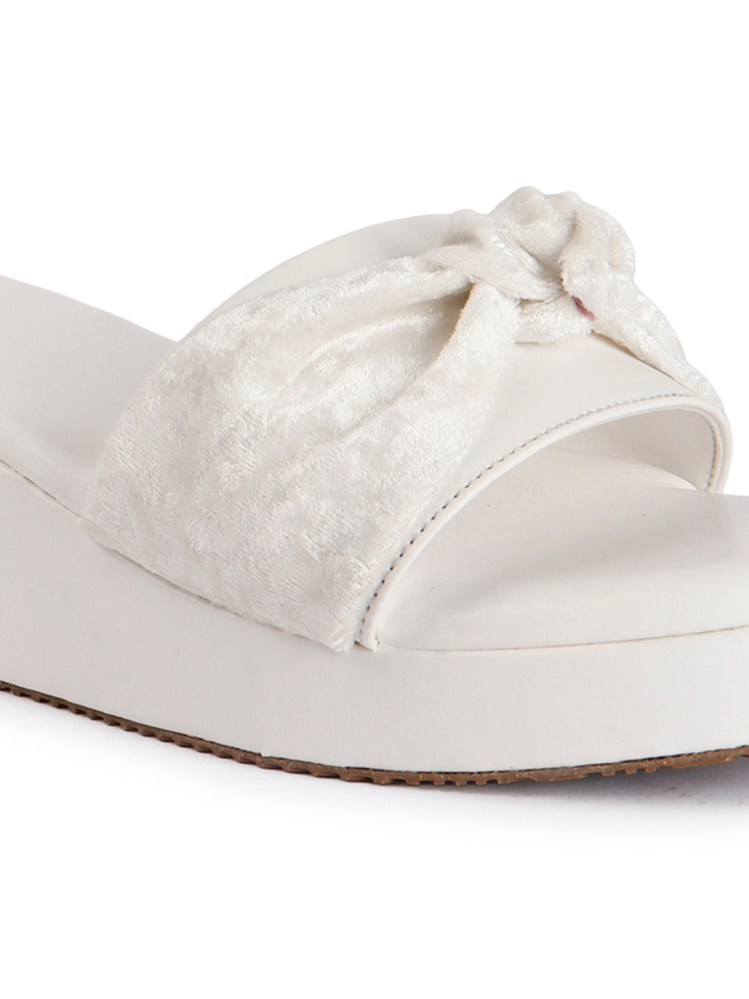 Bow Wedge Heels White