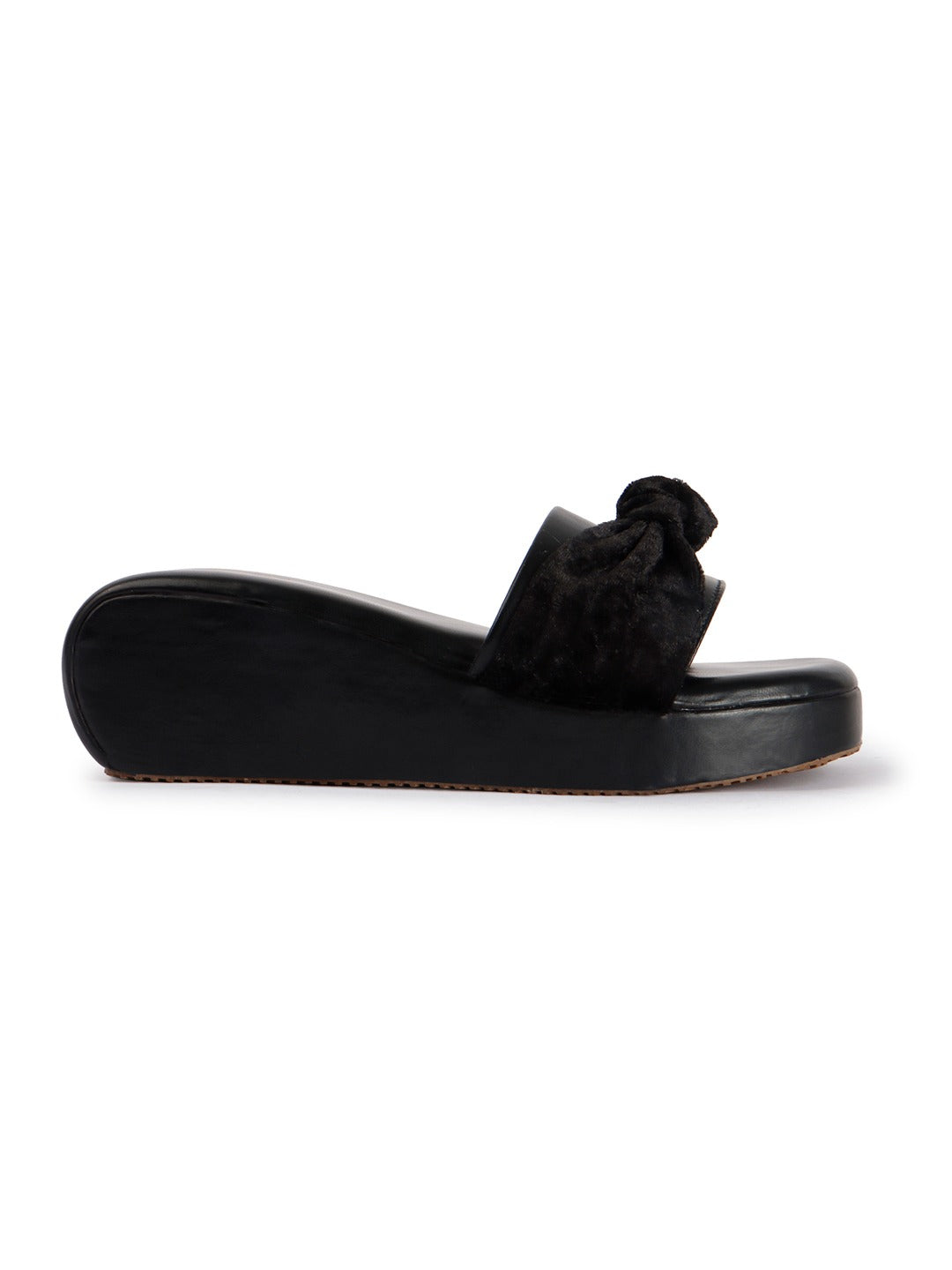 Bow Black Wedge Heels