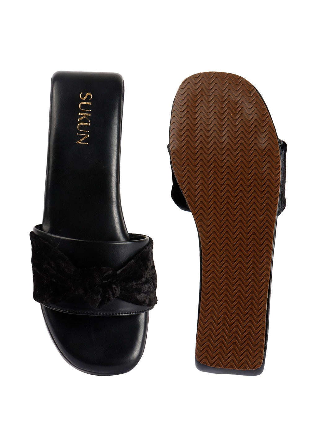 Bow Black Wedge Heels