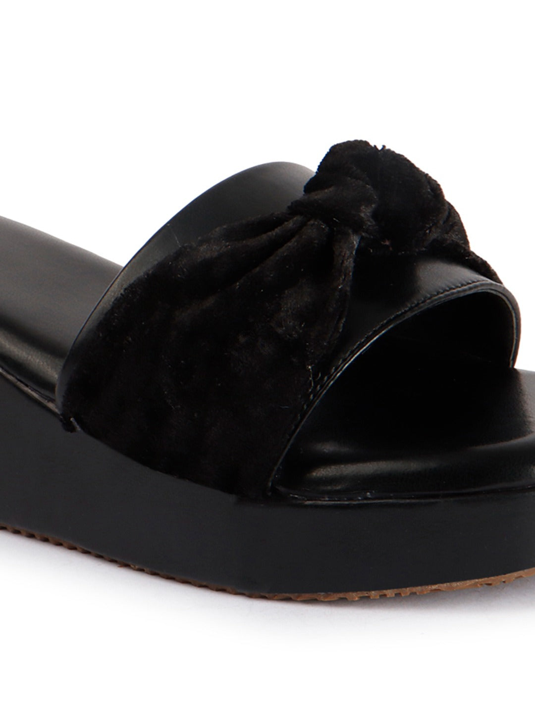 Bow Black Wedge Heels
