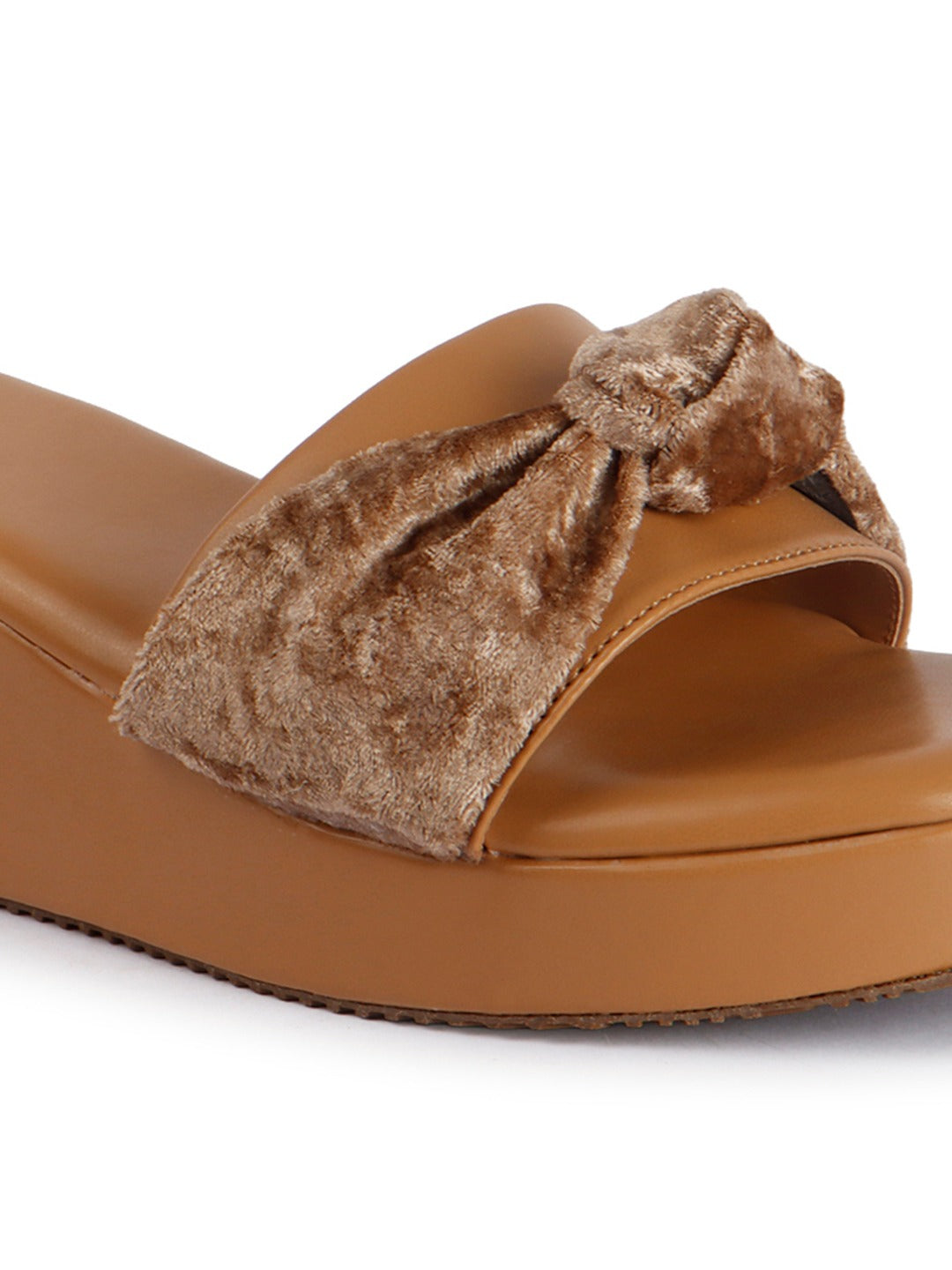 Bow Beige Wedge Heels