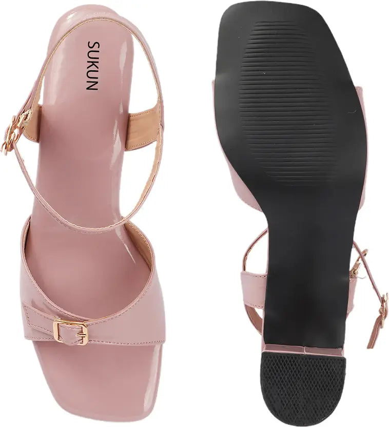 Strap Pink Block Heels