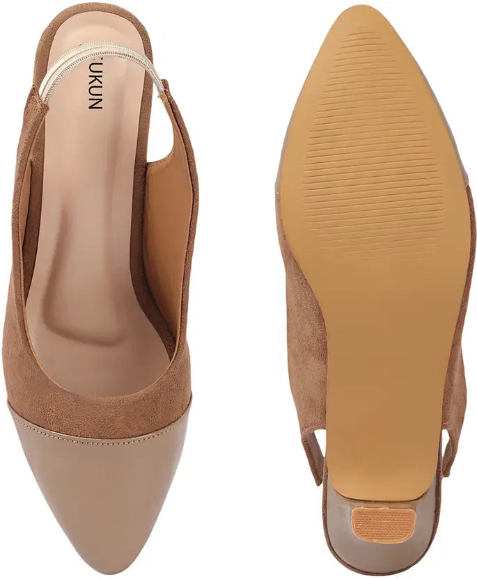 Pointed Beige Toe Mules