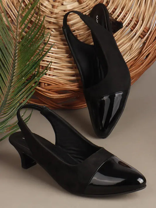 Pointed Black Toe Mules