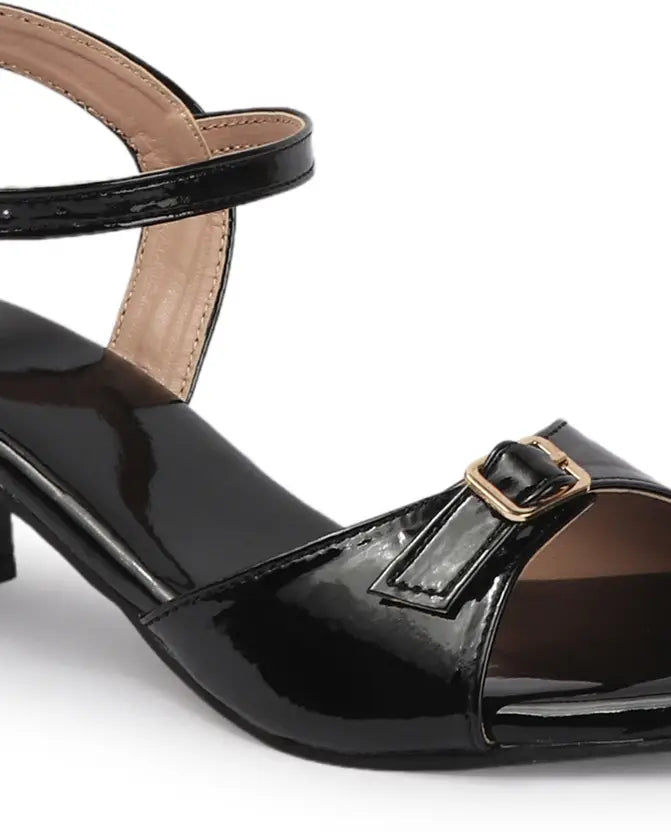 Strap Black Block Heels