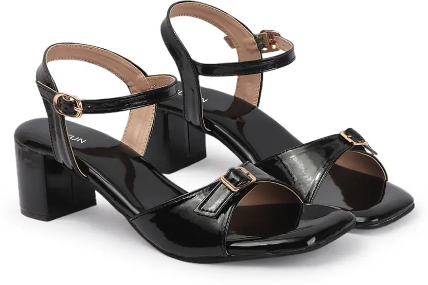 Strap Black Block Heels