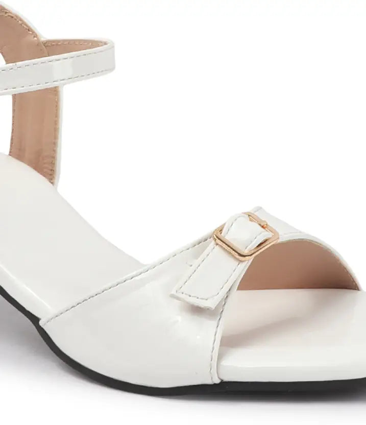 Strap White Block Heels