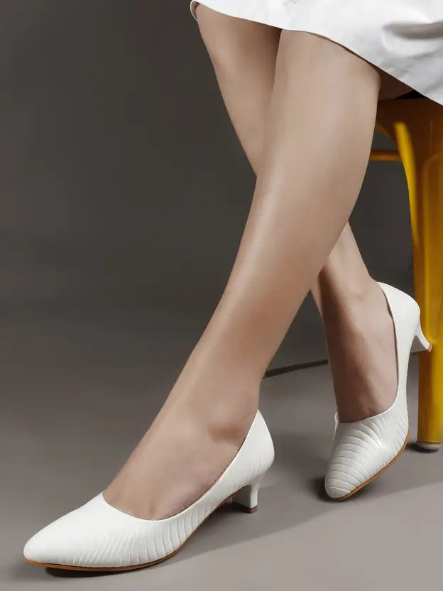 Pointed Toe White Heels