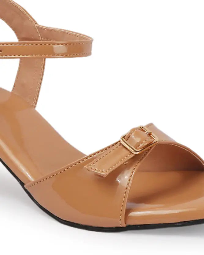 Strap Beige Block Heels