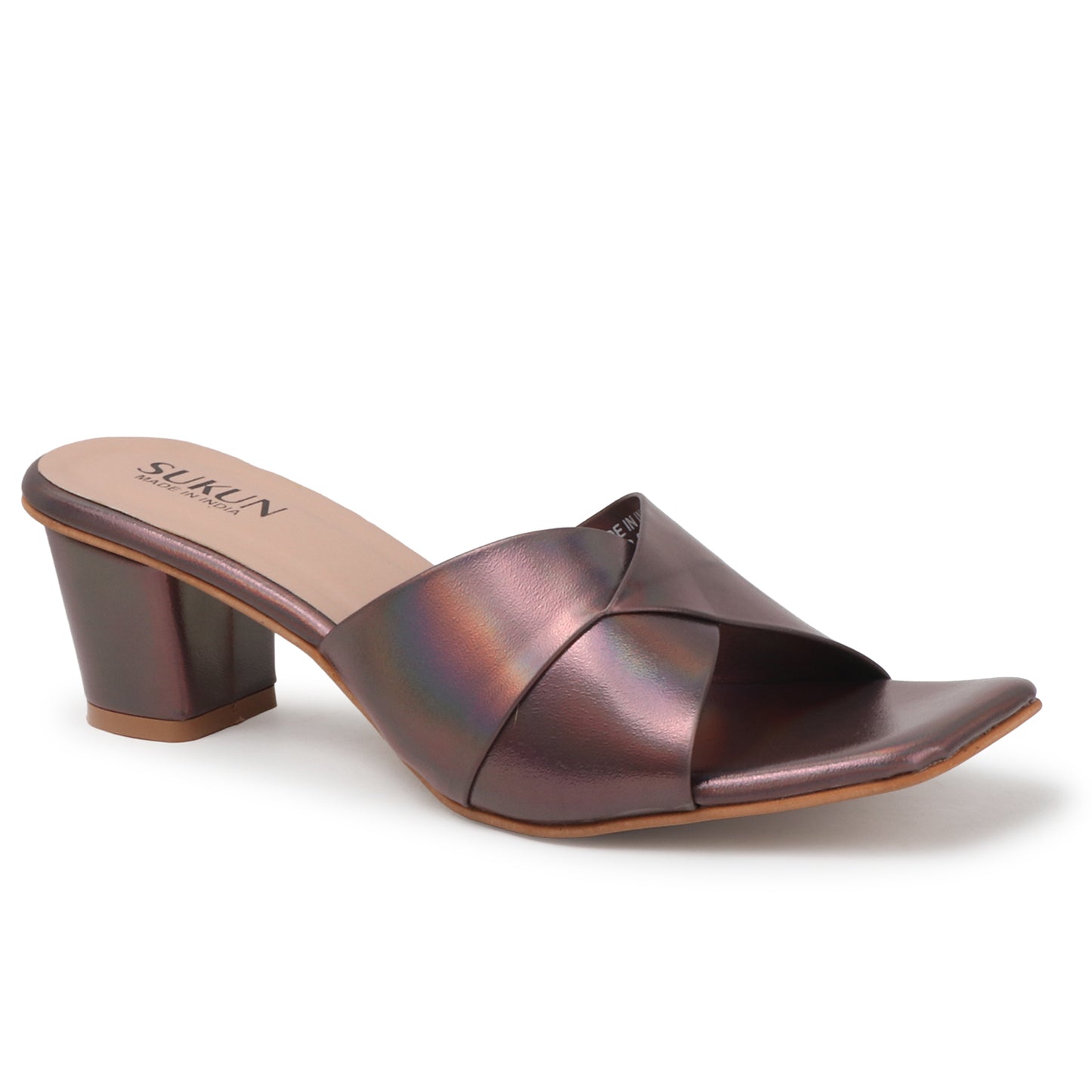 Fold Rust Block Heels