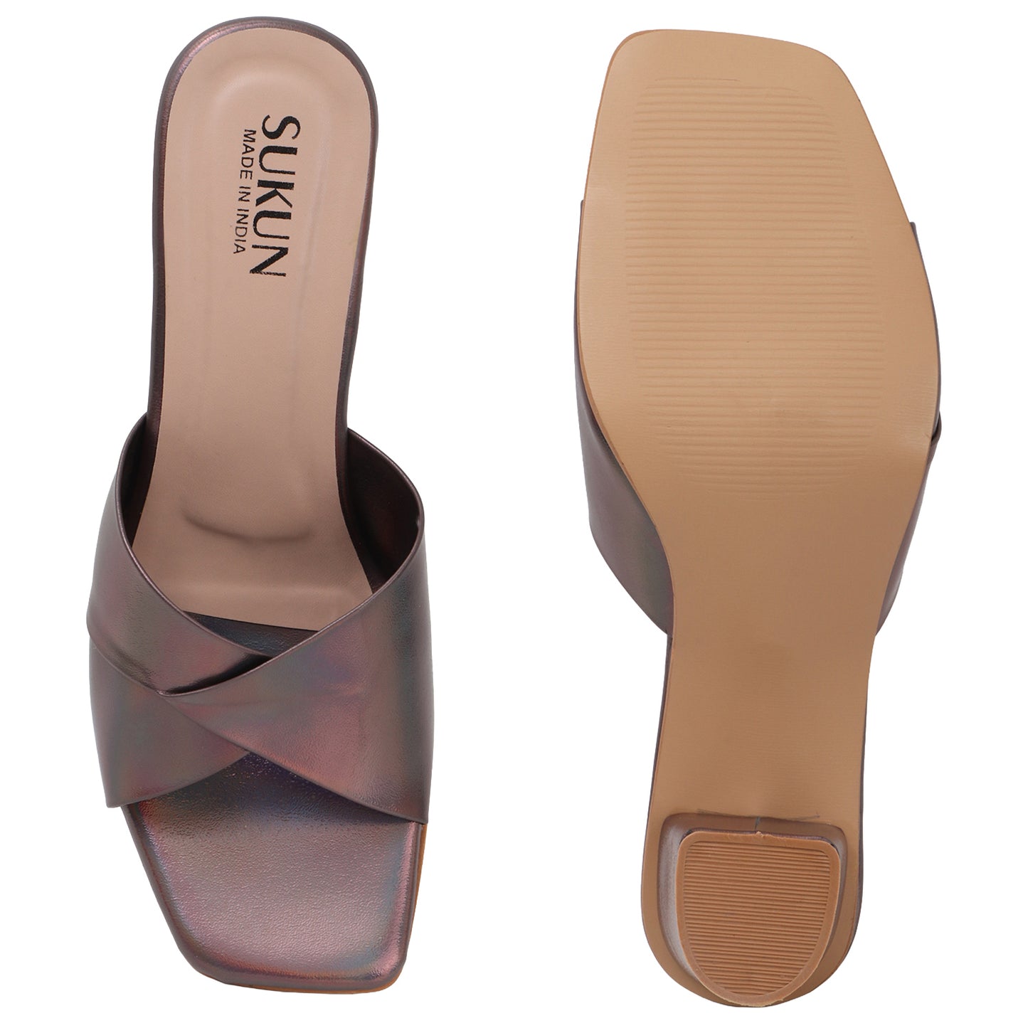 Fold Rust Block Heels