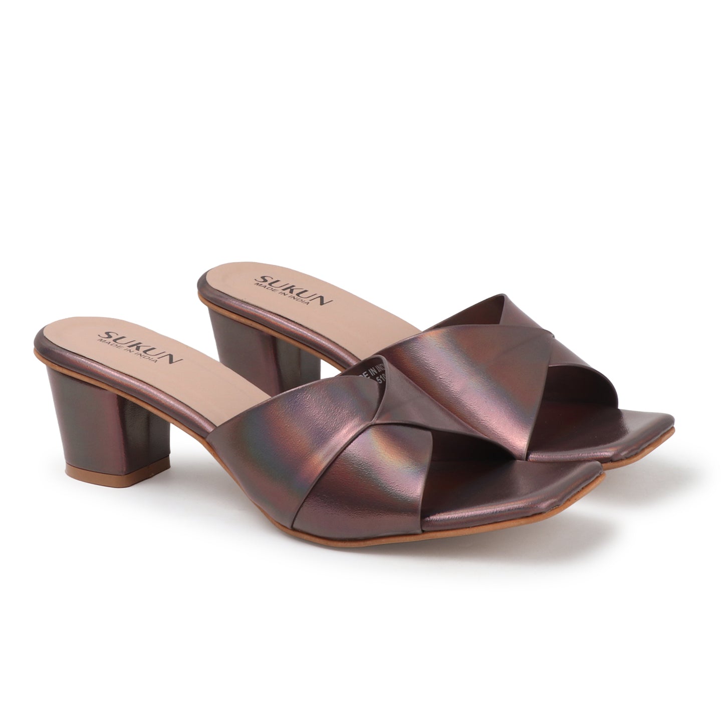 Fold Rust Block Heels
