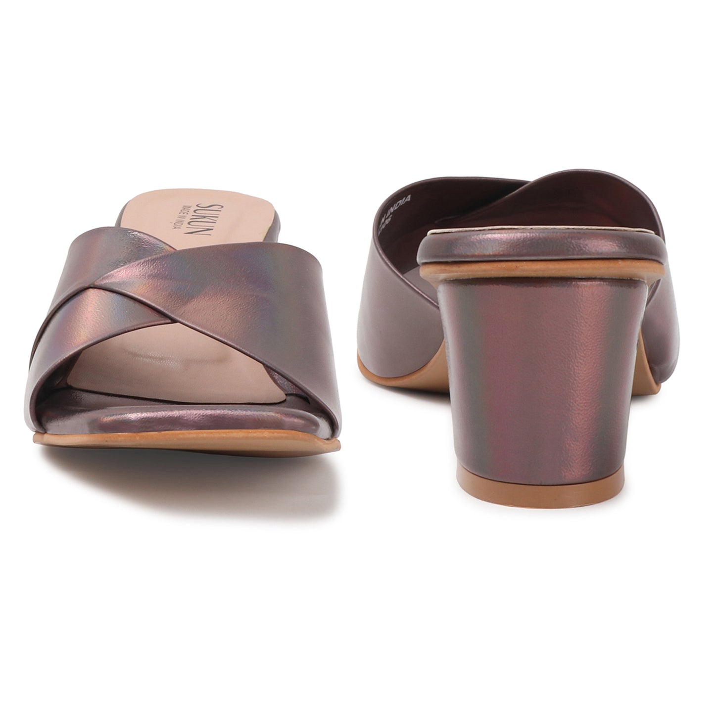 Fold Rust Block Heels