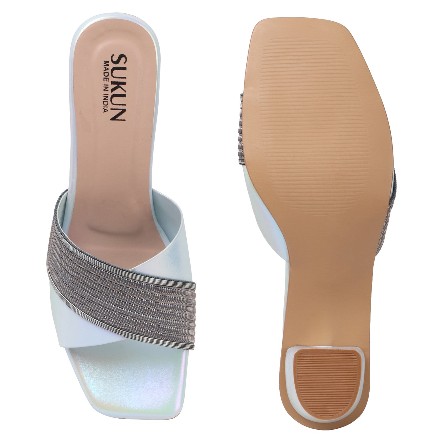 Pine Silver Block Heels