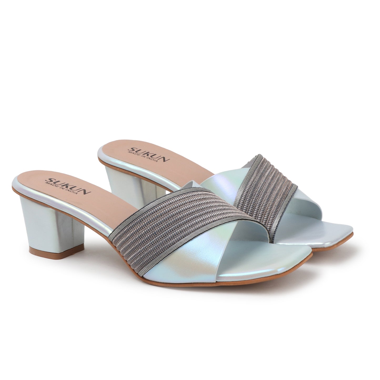 Pine Silver Block Heels