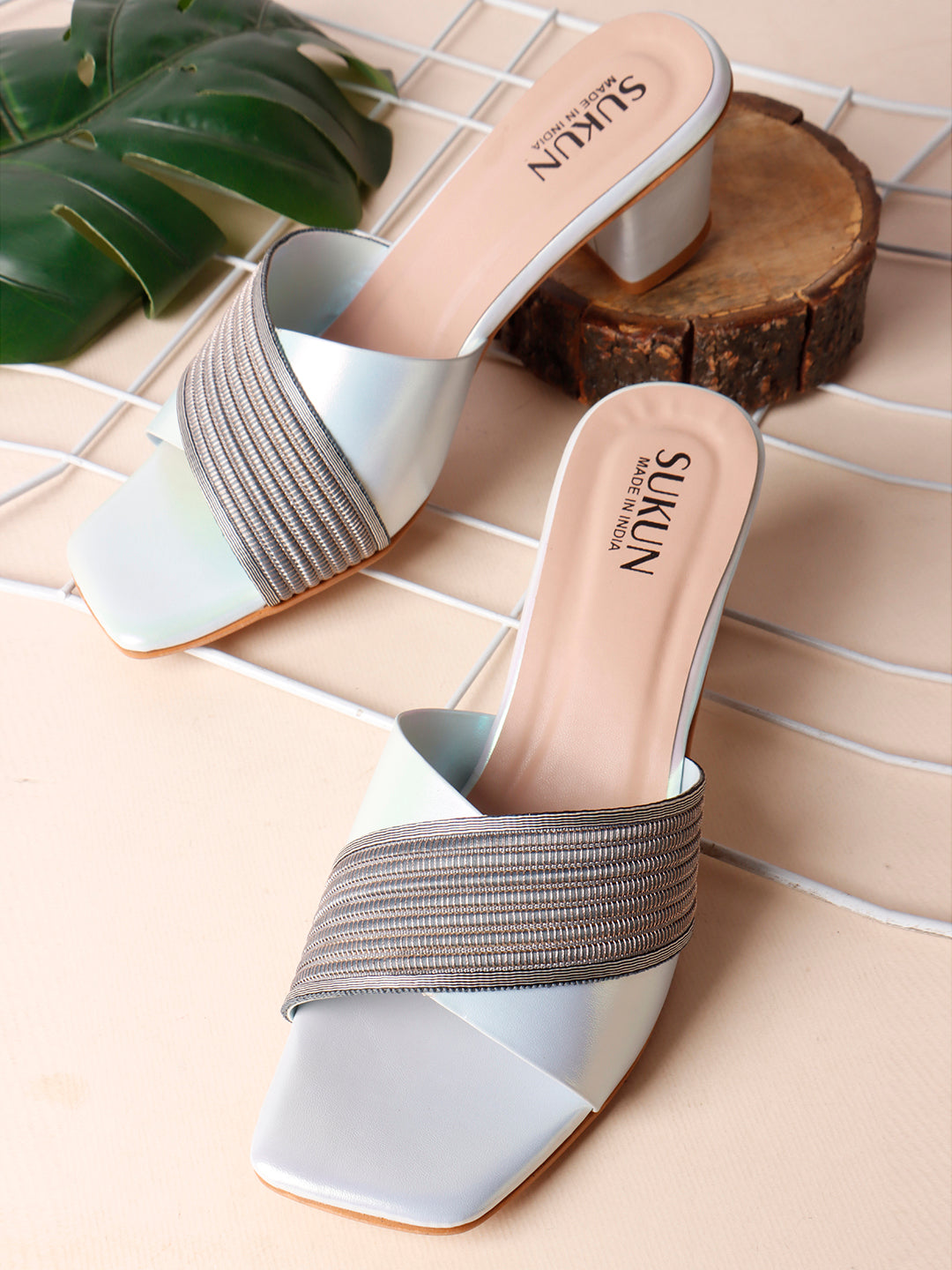 Pine Silver Block Heels