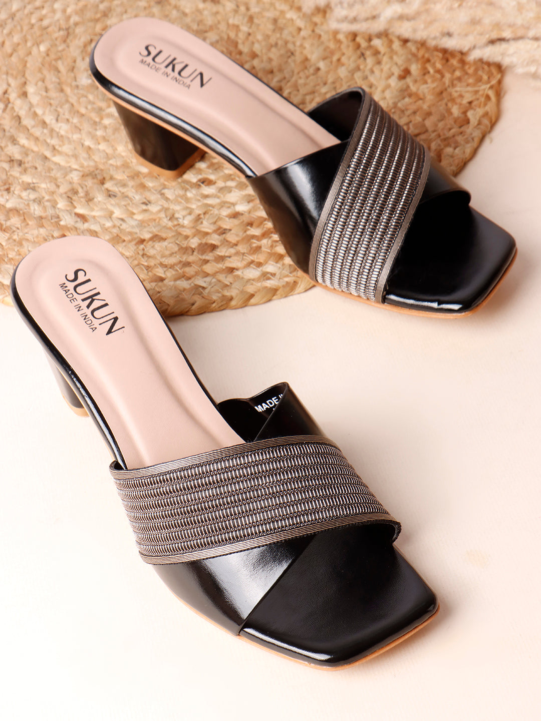 Pine Black Block Heels