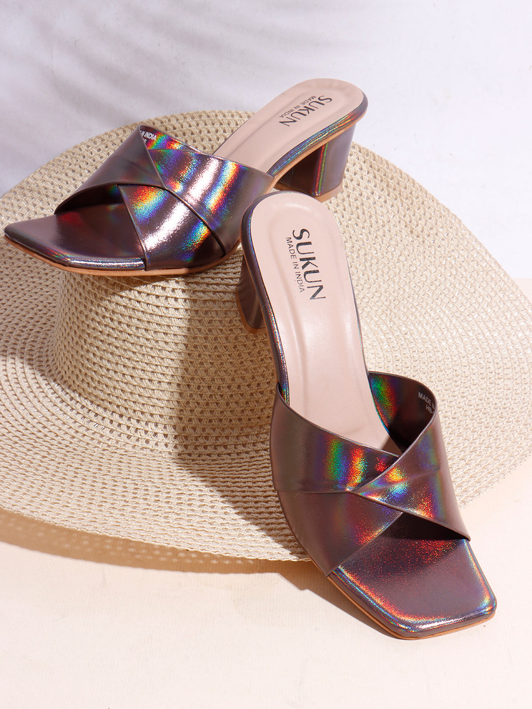 Fold Rust Block Heels