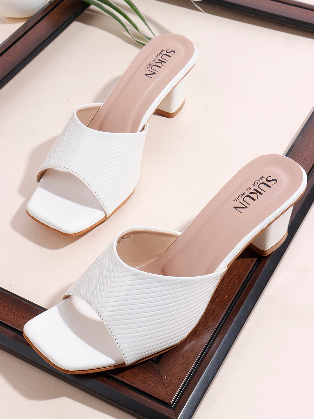 Liner White Block Heels