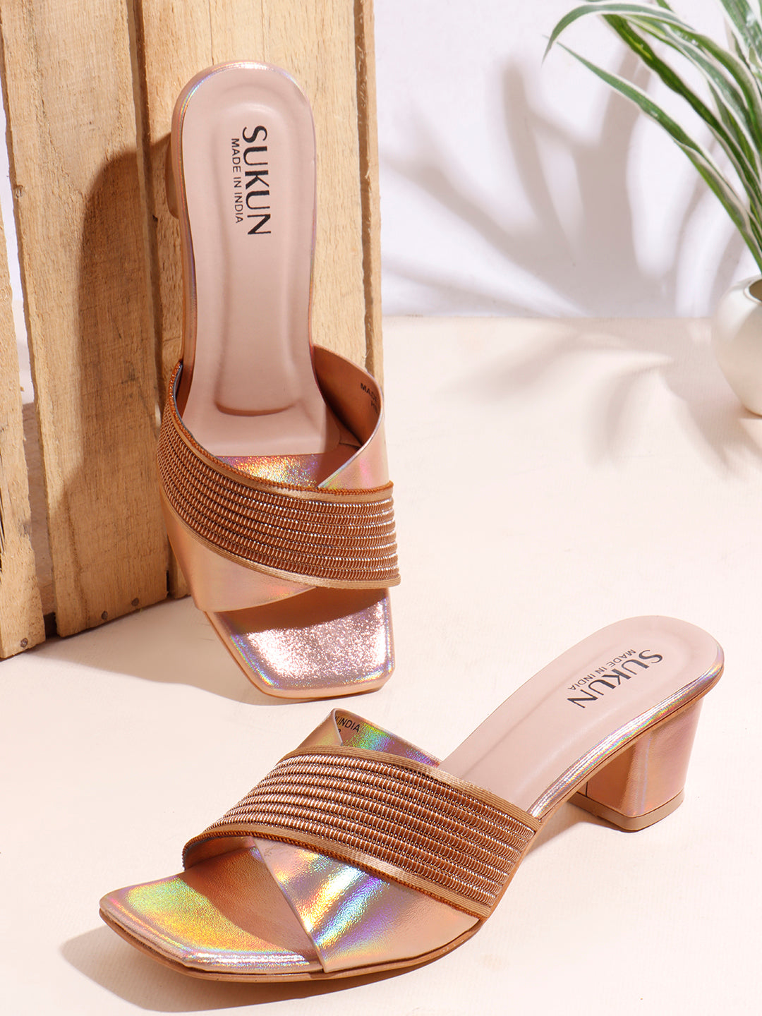 Pine Rose Gold Block Heels