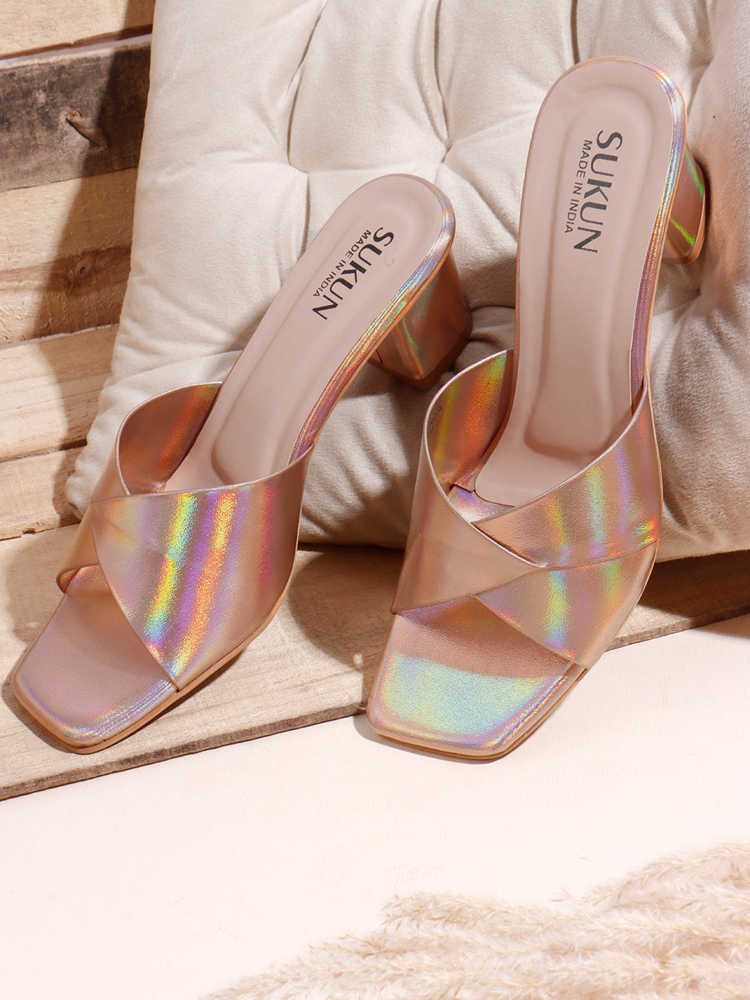 Fold Golden Block Heels